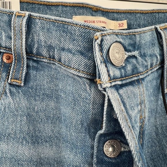 Levi's Women's Wedgie Fit High Rise Straight Leg Jeans Ankle Tango Blue sz 32x26 - Picture 6 of 12